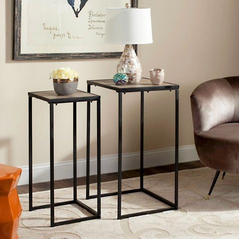Retro Mid Wood Stacking End Table In Light Oak & Black | Chairish pertaining to Finding the Perfect Placement for Your Marsha Retro Stacking End Table