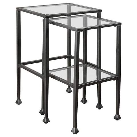 Reviews For Coaster 2-Piece Black Glass And Metal Nesting Tables | Pg 1 ... pertaining to Bowery Hill Contemporary Metal 2-Piece Nesting Table In Black