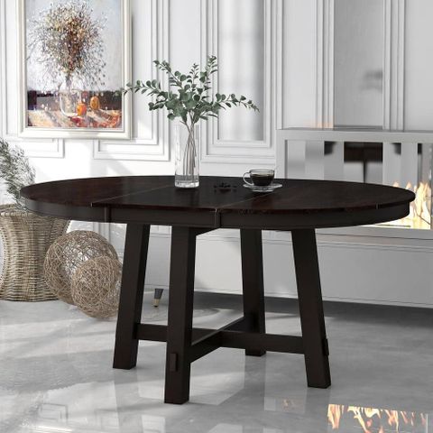 Reviews For Harper & Bright Designs Extendable Espresso Wood 58 In. 4 ... throughout Beyond the Surface Exploring the Design and Functionality of Espresso Wood Dining Tables with Storage