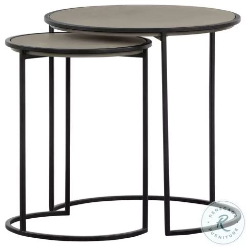 Rina Concrete And Black Metal 2 Piece Nesting End Table From Armen ... within A Closer Look at the Chic and Practical Bowery Hill Nesting Tables
