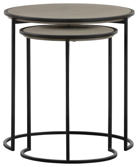 Rina Concrete And Black Metal 2-Piece Nesting End Table Set ... in From Minimalist to Modern Tips for Integrating the Rina Concrete Nesting Tables