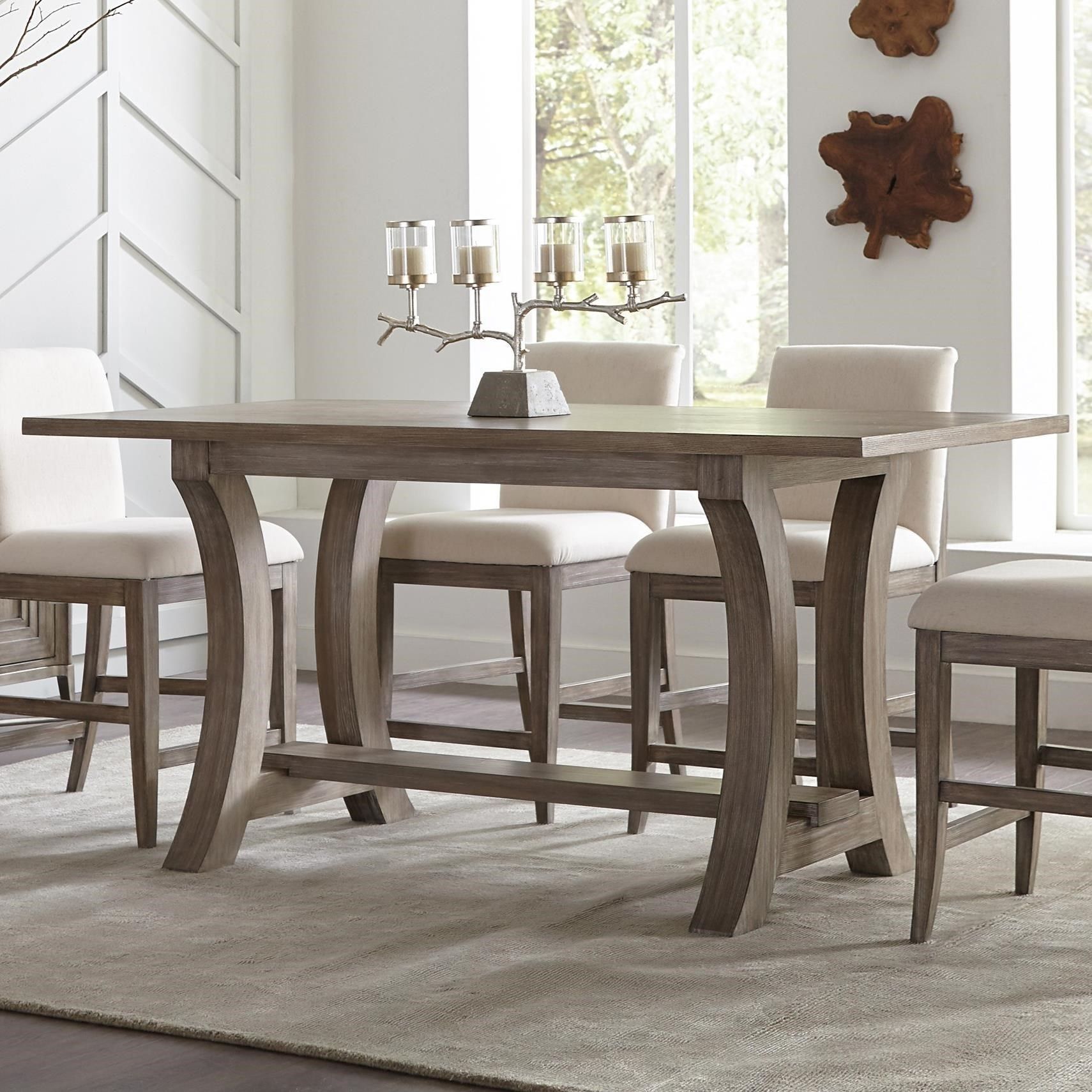 Riverside Furniture Sophie 76-Inch Counter Height Table In Natural ... in Creating a Cozy Nook with a Dark Taupe 3-Piece Table Ensemble