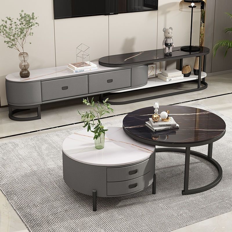 Rock Plate Coffee Table Tv Cabinet Combination Home Living Room Simple ... throughout Exploring the Unique Appeal of Oak Solid Wood Rock Plate Coffee Tables