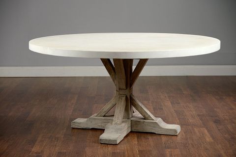 Round 60" Concrete And Elm Dining Table - Mecox Gardens with regard to The Timeless Blend Revival Concrete and Oak Round Dining Tables Explained