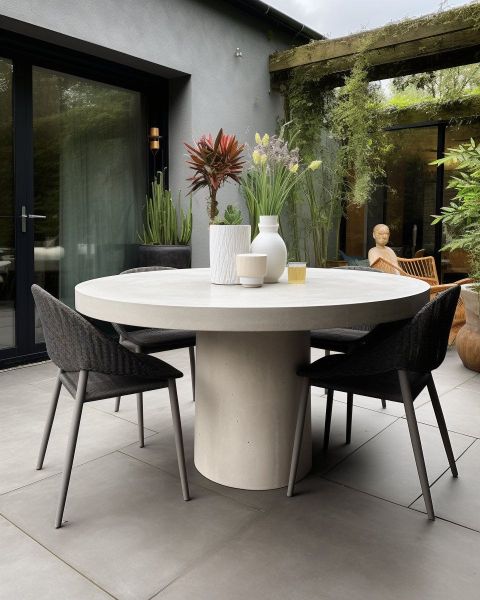 Round Concrete Dining Table – Artofit in The Enduring Appeal of the Pippa Concrete and Metal Tulip Dining Table