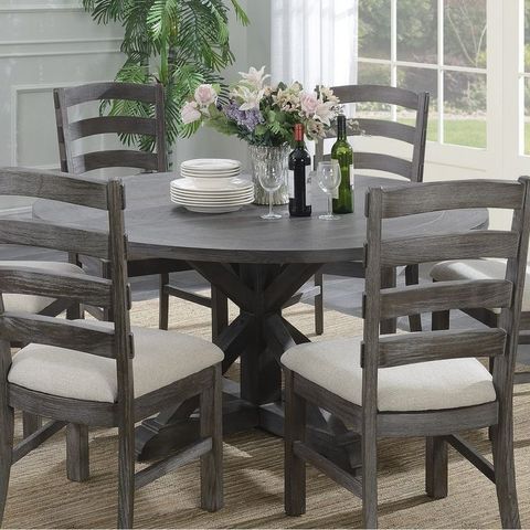 Round Dining Room Tables Emerald Home Paladin Rustic Charcoal Gray ... intended for Antique Rustic Gray Round Dining Table