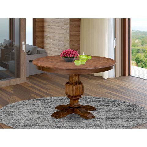 Round Dining Table, Rustic Rubberwood Table, Distressed Jacobean Finish ... within The Enduring Appeal of Rustic Rubberwood Dining Tables with a Distressed Jacobean Finish
