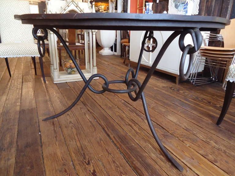 Round Rustic Wood Dining Table On Iron Base At 1Stdibs throughout Wooden Dining Table With Iron Base