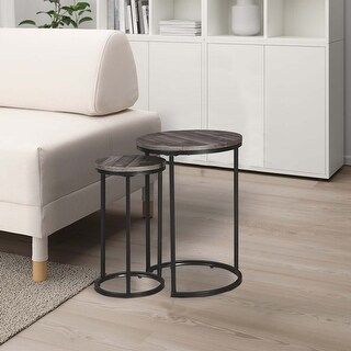 Round Wooden Top Metal Accent Table, Set Of 2, Gray And Black - Bed ... with Style Meets Functionality How Round Wooden Top Metal Tables Enhance Any Room