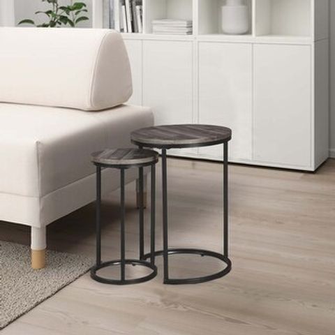 Round Wooden Top Metal Accent Table, Set Of 2, Gray And Black - Bed ... with Style Meets Functionality How Round Wooden Top Metal Tables Enhance Any Room