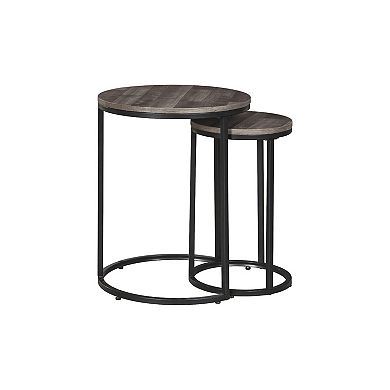 Round Wooden Top Metal Accent Table, Set Of 2, Gray And Black inside Round Wooden Top Metal Accent Table, Set Of 2, Gray And Black