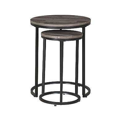 Round Wooden Top Metal Accent Table, Set Of 2, Gray And Black pertaining to Style Meets Functionality How Round Wooden Top Metal Tables Enhance Any Room