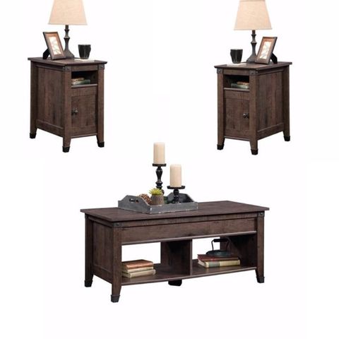 Rustic 3 Piece Coffee Table And End Table Sets In Oak Brown - Walmart.com throughout Crafting Memorable Meals The Role of a Well-Chosen Brown Oak Table