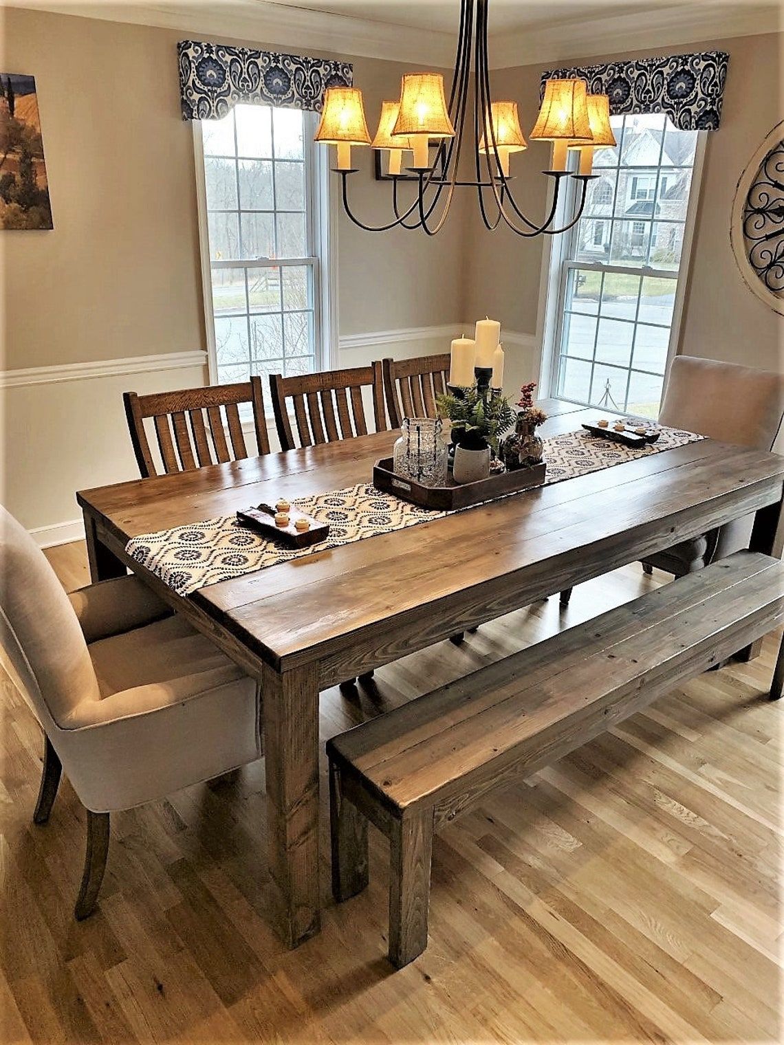 Rustic Farmhouse Dining Table Dining Room Set Dining Room - Etsy within Farmhouse Dining Table - Natural