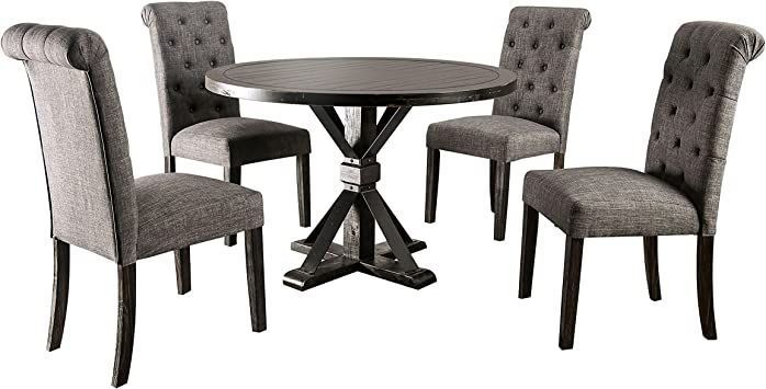 Rustic Gray 5-Piece Round Dining Table Set intended for Why an Antique Rustic Gray Round Dining Table is a Timeless Choice