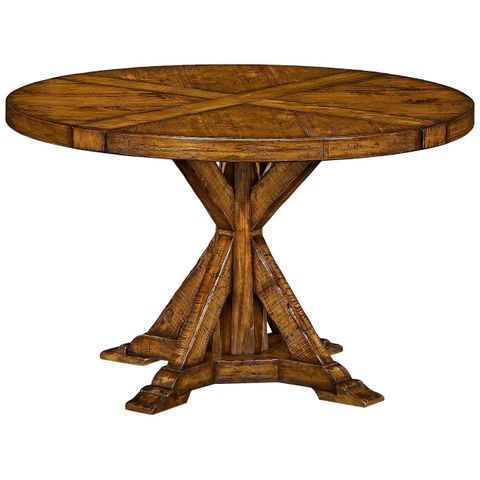 Rustic Round Dining Table, Dark Ale At 1Stdibs | Rustic Round Dining ... with regard to The Enduring Appeal of Rustic Rubberwood Dining Tables with a Distressed Jacobean Finish