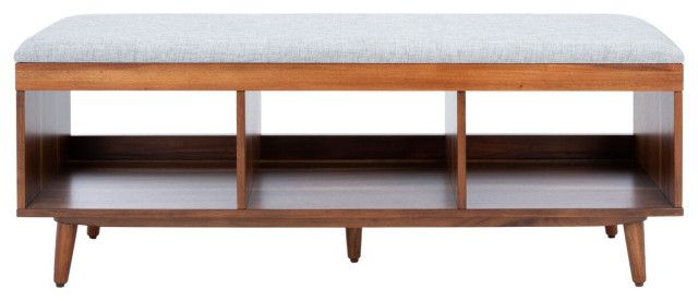 Safavieh Cricket Open Shelf Bench, #N/A - Midcentury - Accent And ... in Safavieh Iona Open Shelf Bench, Grey/Natural