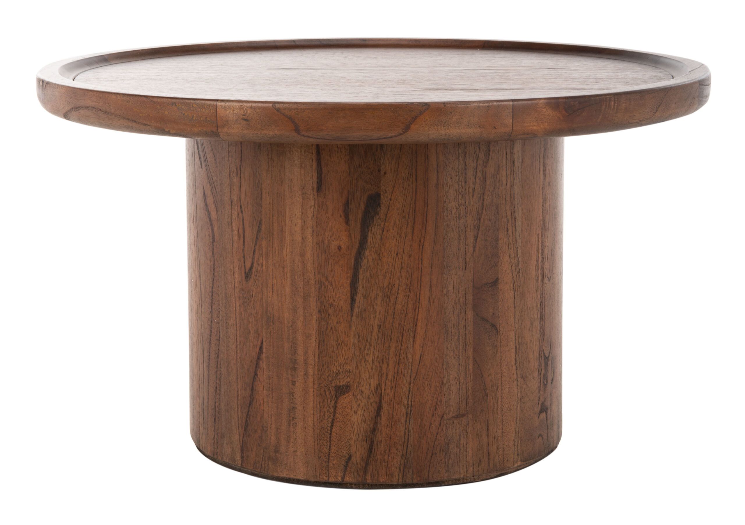 Safavieh Devin Solid Round Pedestal Coffee Table, Dark Brown - Modern ... with regard to Safavieh Assana Dining Table, Natural Brown, Natural Brown