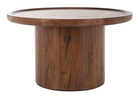 Safavieh Devin Solid Round Pedestal Coffee Table, Dark Brown - Modern ... with regard to Safavieh Assana Dining Table, Natural Brown, Natural Brown