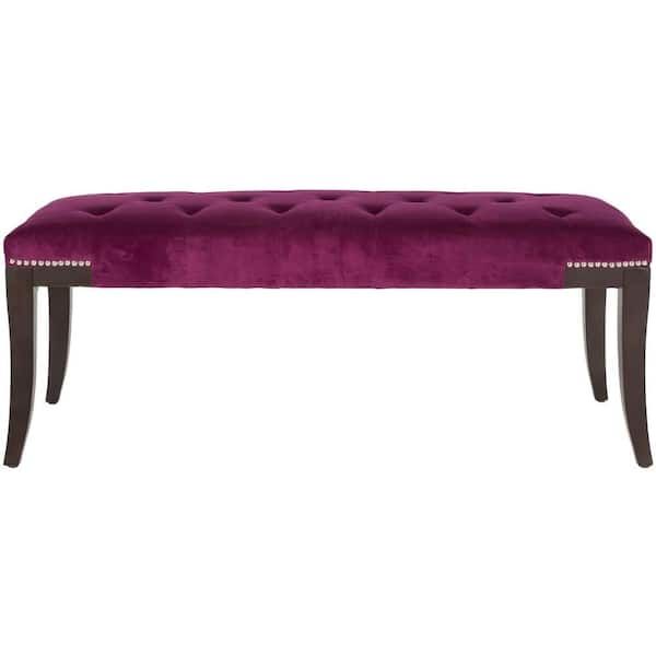 Safavieh Gibbons Purple Upholstered Entryway Bench Mcr4614E - The Home Depot within 45&quot; Plum And Purple Upholstered Velvet Bench