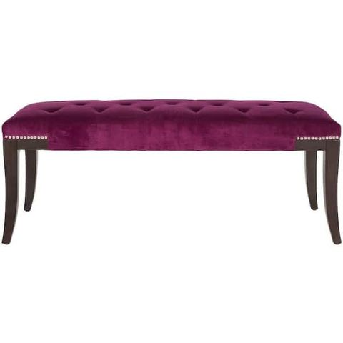 Safavieh Gibbons Purple Upholstered Entryway Bench Mcr4614E - The Home Depot within 45" Plum And Purple Upholstered Velvet Bench