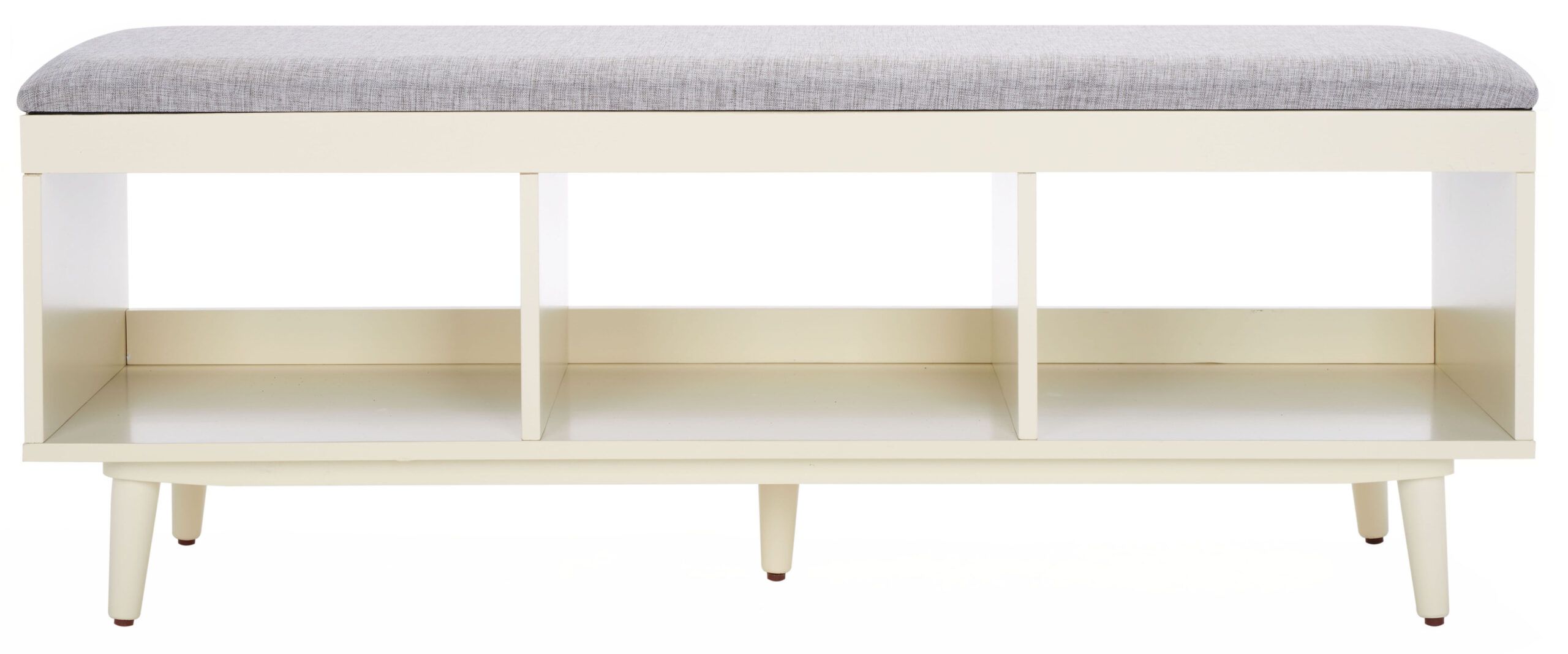 Safavieh Indoor Solid Wood Modern Entryway Bench, Extra Long Cricket Open Shelf With Grey/Cream ... pertaining to Safavieh Solo Open Shelf Bench, Cream/Natural