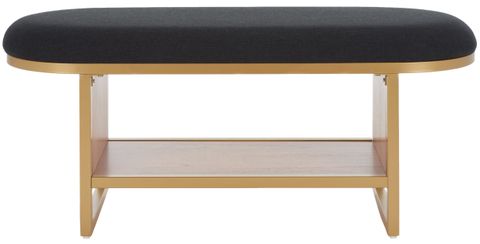 Safavieh Iona Open Shelf Bench With Cushion, Black/Walnut - Walmart.com in The Safavieh Iona Open Shelf Bench A Guide to Placement and Function