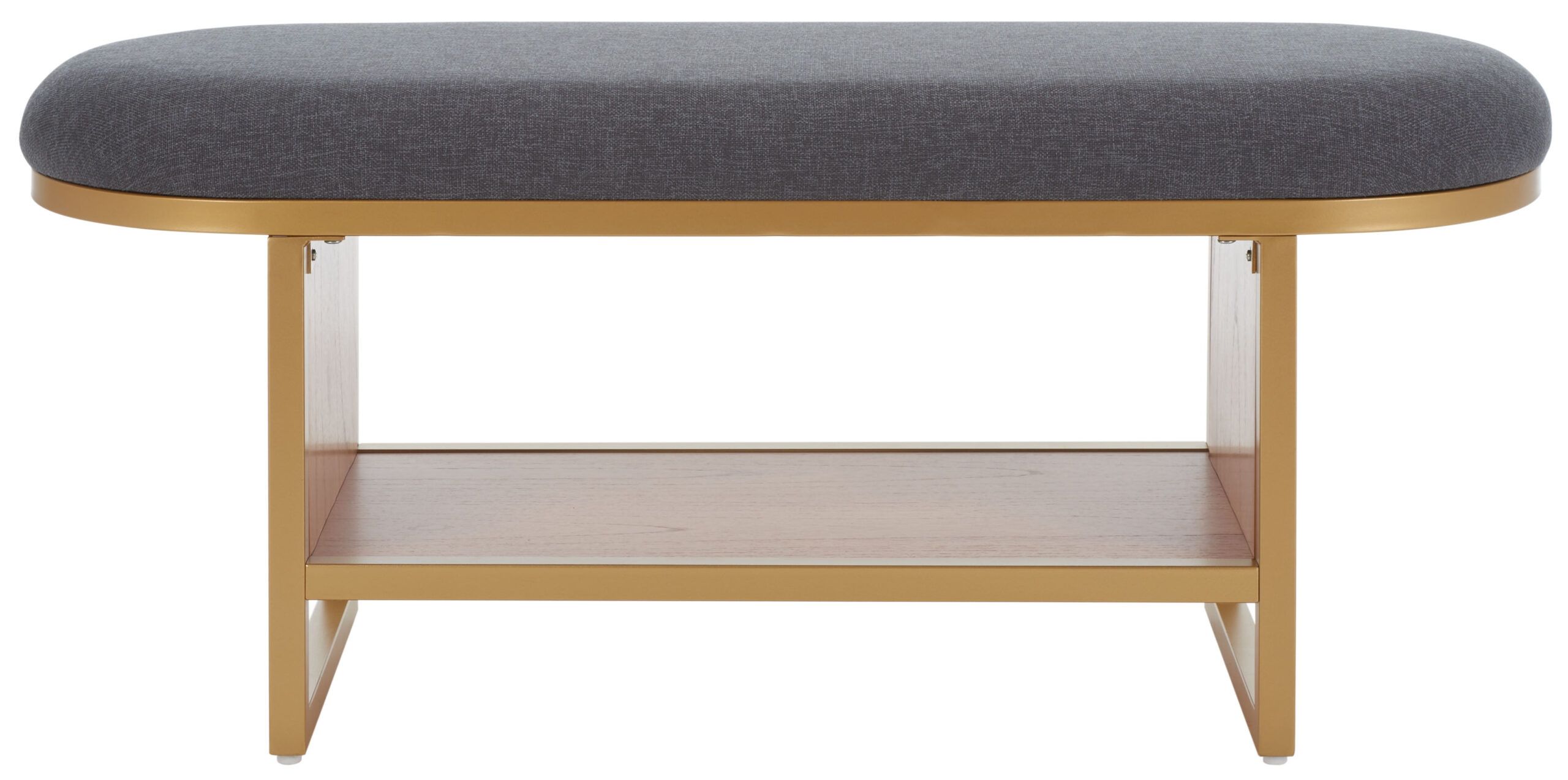 Safavieh Iona Open Shelf Bench With Cushion, Grey/Walnut - Walmart.com inside Safavieh Iona Open Shelf Bench, Grey/Natural