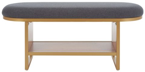 Safavieh Iona Open Shelf Bench With Cushion, Grey/Walnut - Walmart.com inside Safavieh Iona Open Shelf Bench, Grey/Natural