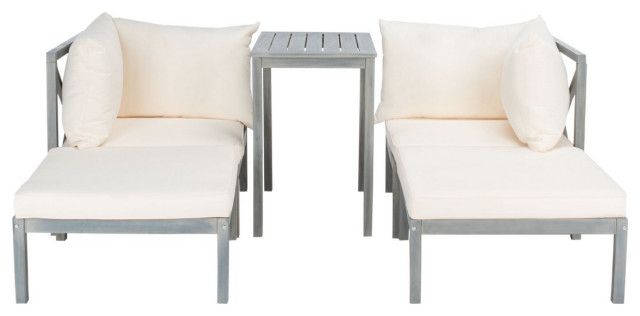 Safavieh Outdoor Ronson 5 Piece Sectional Set Ash Grey/Beige, #N/A - Transitional - Outdoor ... pertaining to The Ronson Sectional Beige Natural Exploring Its Versatility and Longevity