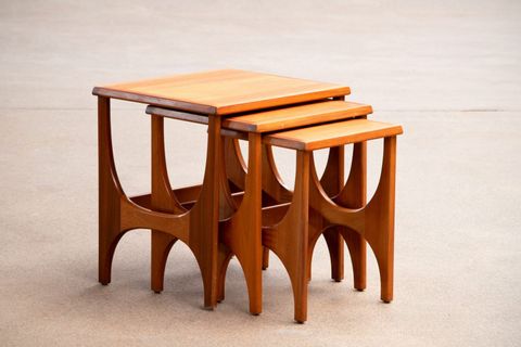 Scandinavian Teak Nesting Coffee Tables, Set Of 3 For Sale At Pamono in Teak Nesting Coffee Tables, 2, Df Pion