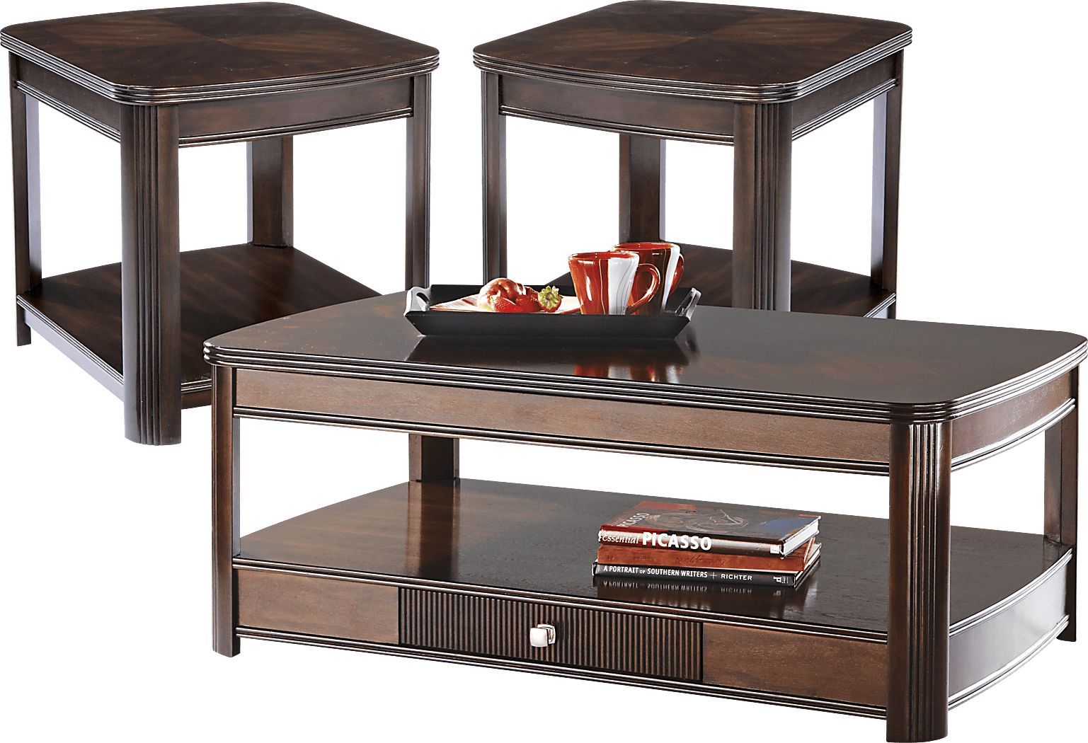 Sedalia Merlot Dark Wood 3 Pc Table Set | Rooms To Go inside 3 Piece Occasional Table Set, Dark Merlot