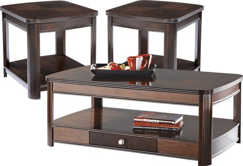 Sedalia Merlot Dark Wood 3 Pc Table Set | Rooms To Go inside 3 Piece Occasional Table Set, Dark Merlot