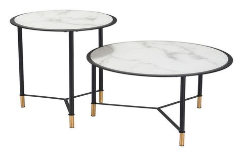 Set Of 2 Davis Coffee Tables Black & White | Round Glass Coffee Table, Coffee Table Setting ... throughout Beyond the Surface How the Davis Coffee Table Set Transforms Your Space