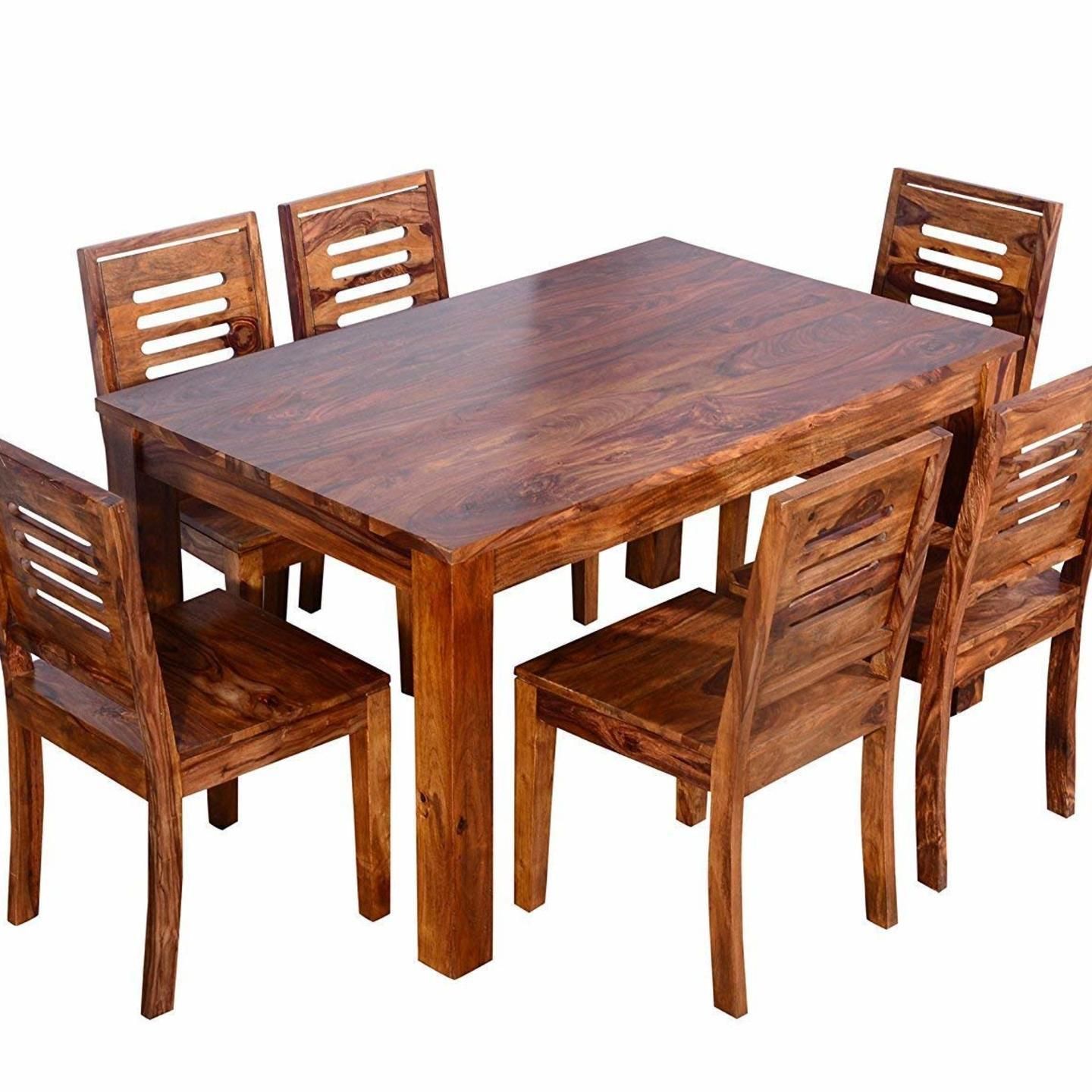 Sheesham Wood Wooden Dining Table With 6 Chairs | Home And Living Room ... for The Art of Entertaining Guests at a Wooden Dining Table for Six