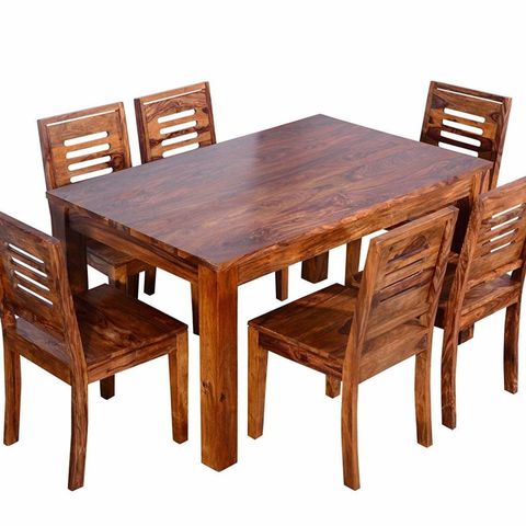 Sheesham Wood Wooden Dining Table With 6 Chairs | Home And Living Room ... for The Art of Entertaining Guests at a Wooden Dining Table for Six