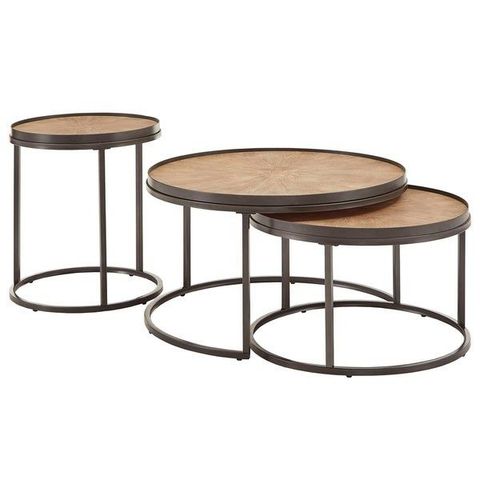 Shop Bricken Grey Oak Finish Round Coffee And End Tables By Inspire Q ... inside Expert Tips for Integrating the Elsie Grey Oak Nesting Coffee Table into Your Decor