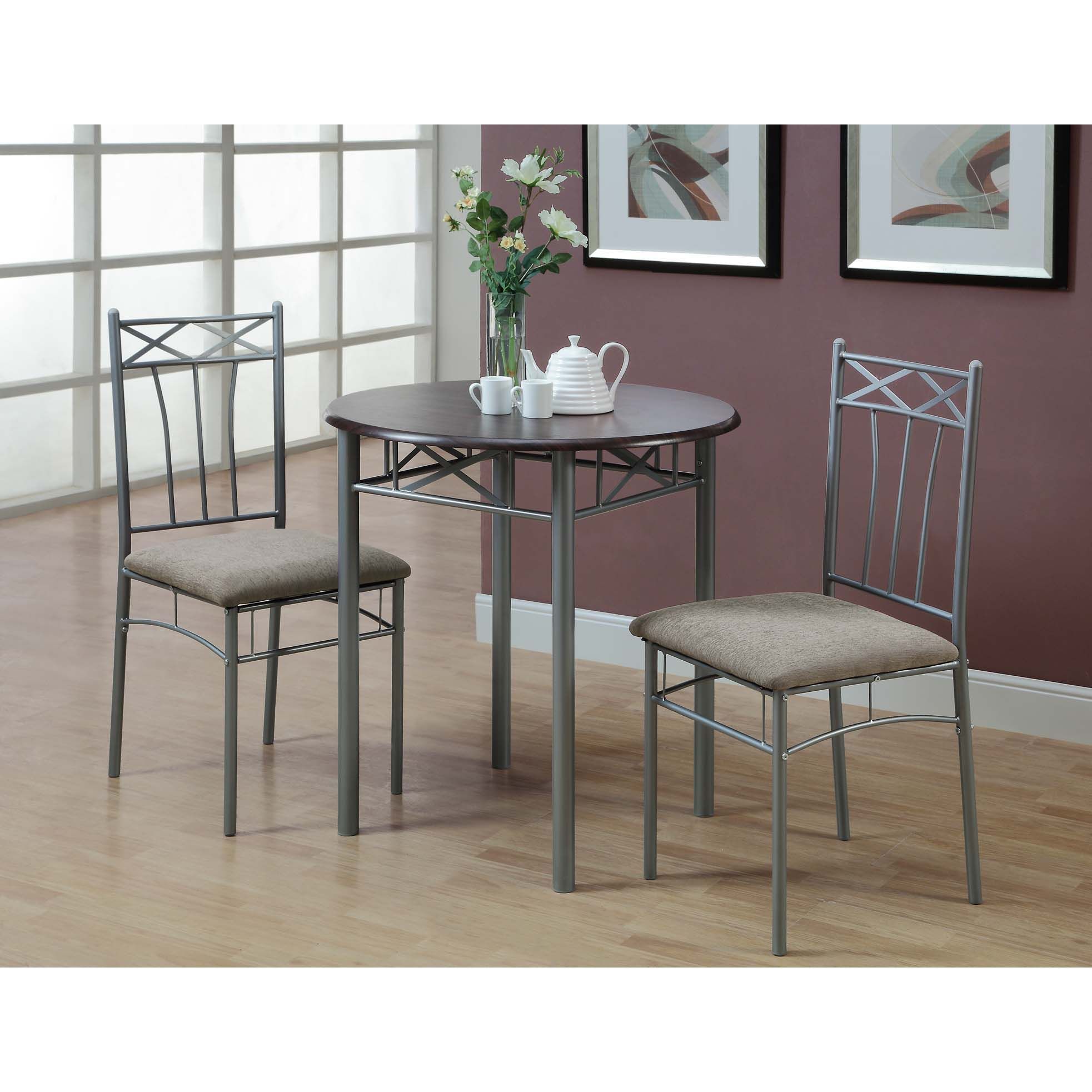 Shop Cappuccino/ Silver Metal 3-Piece Bistro Table Set - Free Shipping ... intended for Cappuccino Table Set, 3 Piece Set