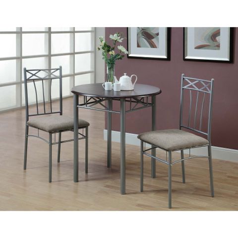 Shop Cappuccino/ Silver Metal 3-Piece Bistro Table Set - Free Shipping ... intended for Cappuccino Table Set, 3 Piece Set