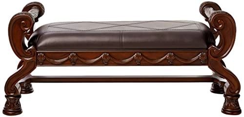 Signature Design By Ashley North Shore Ornate Faux Leather Upholstered ... regarding Harrison Bench Dark Brown
