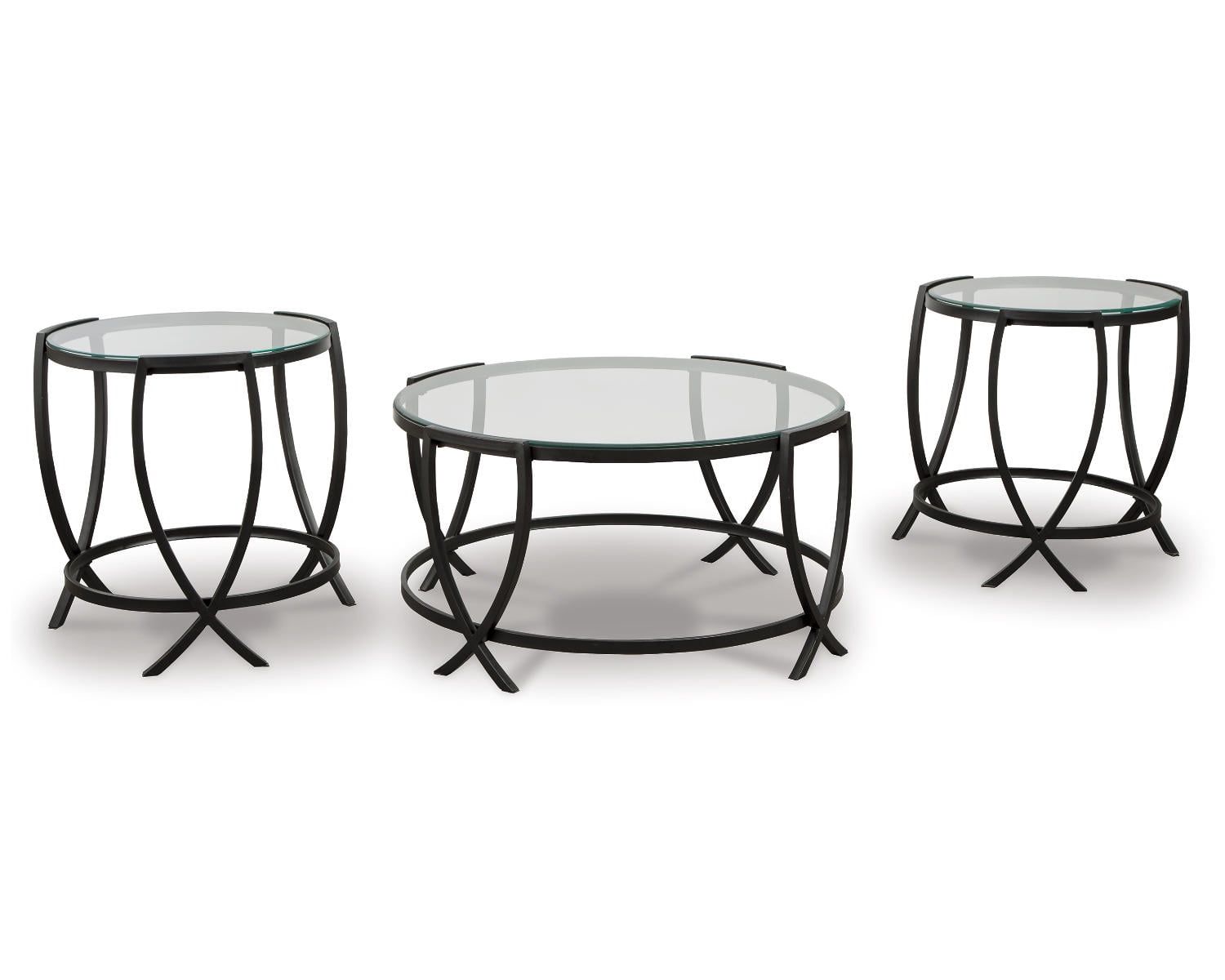 Signature Design By Ashley Tarrin Contemporary Table Set, Black ... within Beyond the Look Practical Versatility of the Coaster Black Glass Tables