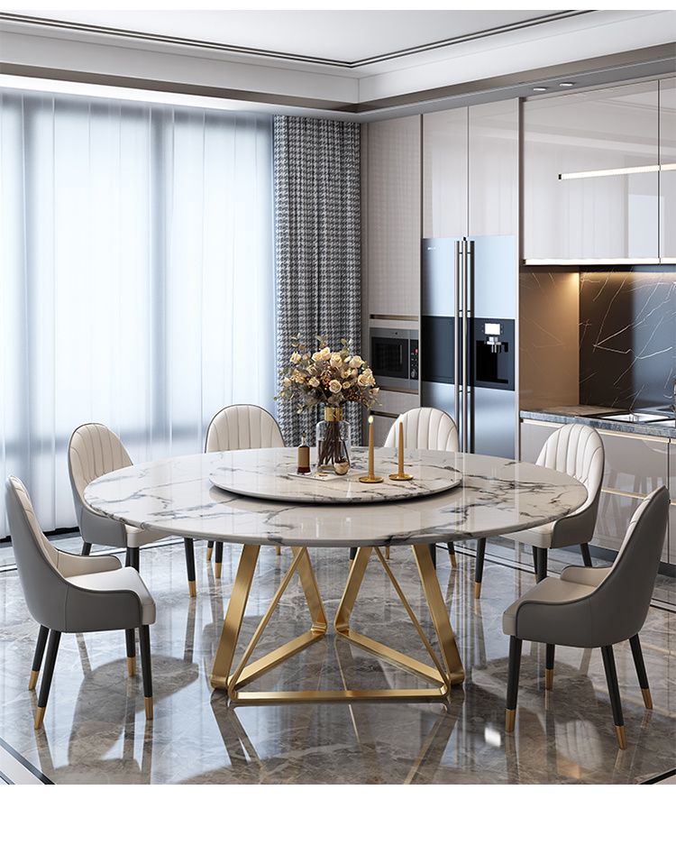 Small Apartment Home Dining Round Table With Turntable Nordic Marble ... with regard to Round Marble Dining Table Small Apartment