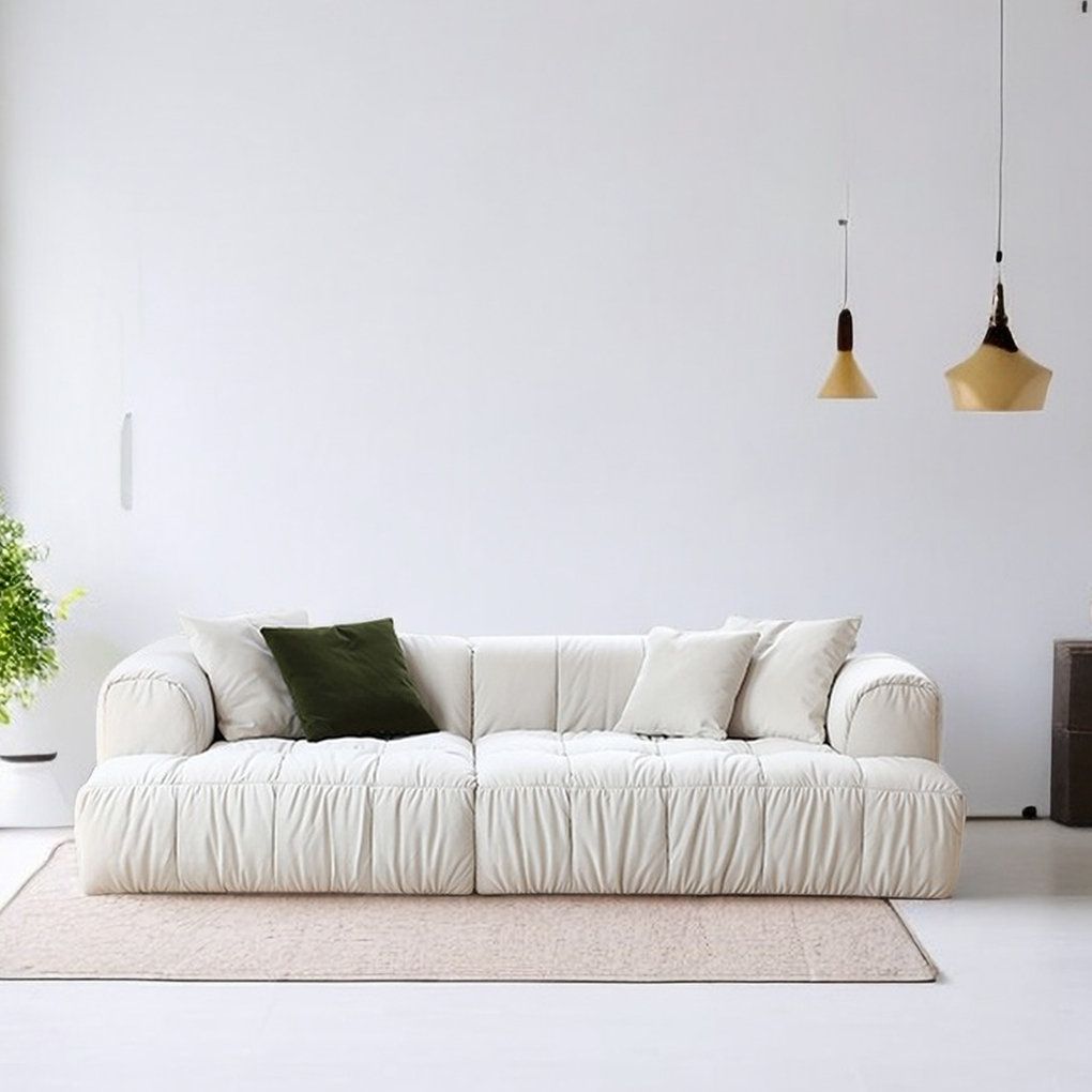 Smith Thera Wabi Sabi Straight Row Sofa Square Arm Sofa | Wayfair within Lamb Velvet Sofa Wabi-Sabi Style, Matcha Green Big White Sofa Double Seat 70.9X37X28.4&quot;