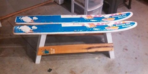 Snoopy Waterskis Made Into A Bench | Water Skiing, Adult Crafts, Lake House throughout Water Ski Bench