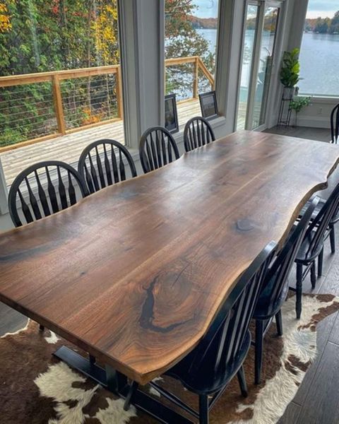 Solid American Black Walnut Live Edge Dining Table Dining - Etsy regarding The Enduring Charm of Alpine Furniture's Live Edge Walnut Dining Tables