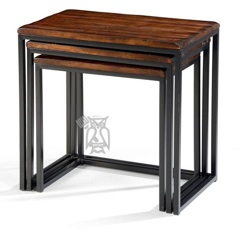 Solid Mango Wood Hewn Top Set Of Nesting Tables | Table, Solid Mango Wood, Nesting Tables with regard to How to Style Your Room with a Set of Two Nesting Tables