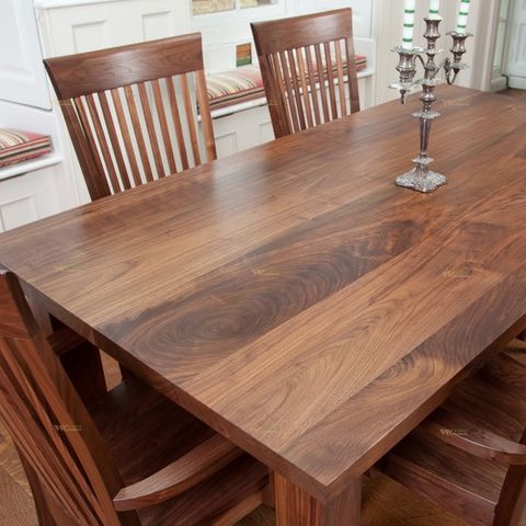 Solid Wood Furniture Usa Walnut Dining Table pertaining to Alpine Furniture Live Edge Solid Wood Dining Table In Light Walnut (Brown)