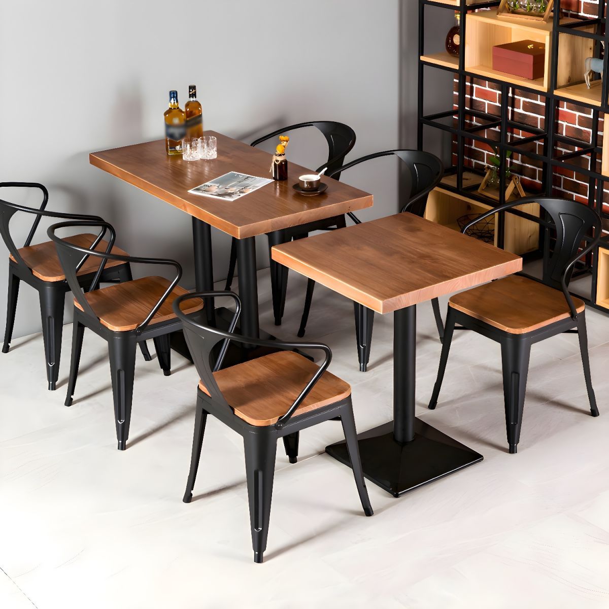 Solid Wood Industrial Style Dining Table Brown Table With Black Frame ... with From Warehouse to Dining Room: Understanding the Appeal of Industrial Style Black Frame Tables