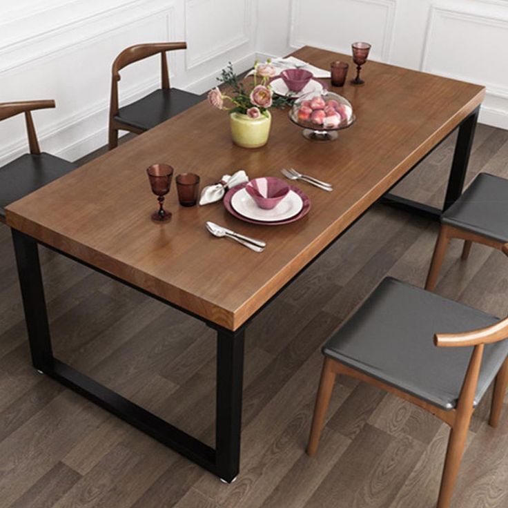 Solid Wood Top Table Rectangle Pine Wood Table With Sled Base | Tavoli ... regarding Solid Wood Top Table