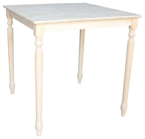 Solid Wood Top Table - Turned Legs, 36 Inch High - Traditional - Dining ... within The Versatility of Black Solid Wood Tables Standing 36 Inches Tall